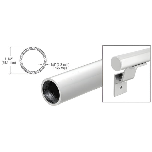 1-1/2" (38 mm) silver metallic aluminum handrail tubing, 20'-1" length - SKU ARHR15S