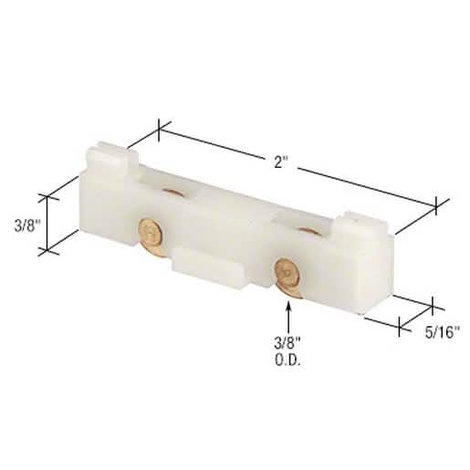 CRL 3/8" Brass Window Roller with 2" Housing - Durable, Smooth Sliding Performance