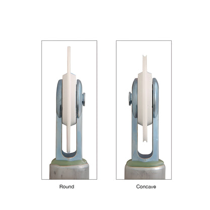 Red contoured dual-ended screen spline roller with white nylon wheels, round and concave ends (SKU CGS5NK6N)