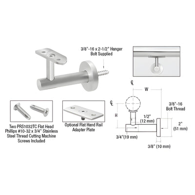 CRL Malibu 316 Polished SS Long-Arm Wall-Mount Handrail Bracket