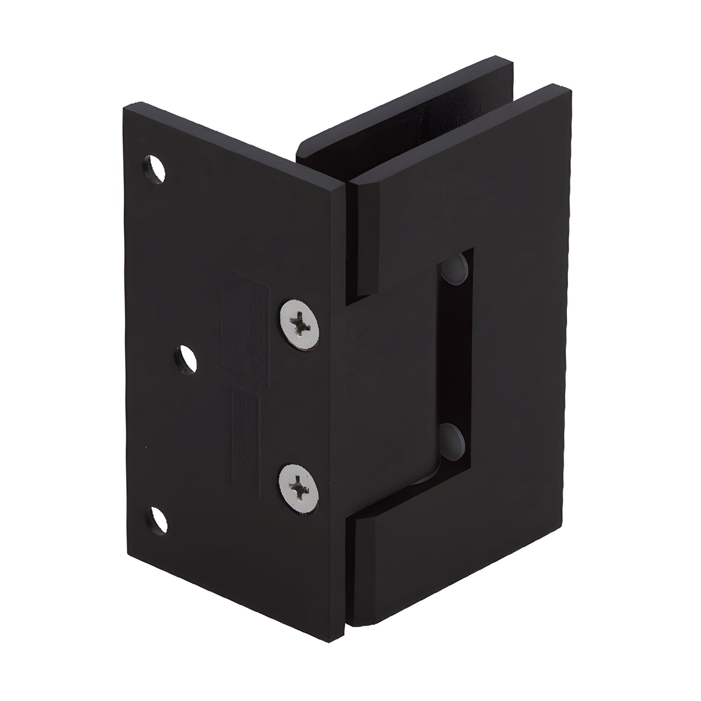 Oil-rubbed bronze adjustable solid-brass Geneva shower hinge with offset back plate, square edges - SKU GEN3440RB