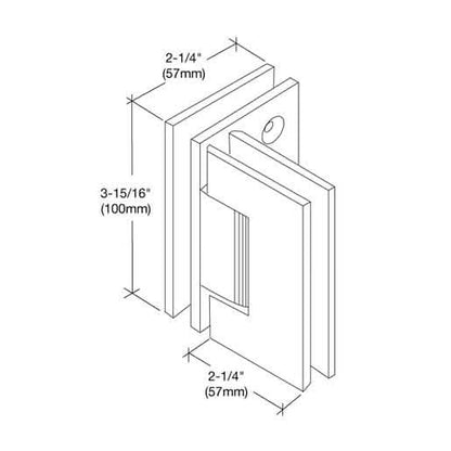 CRL Polished Chrome Vienna 092 Series 90° Glass-to-Glass Hinge, sleek and durable design.