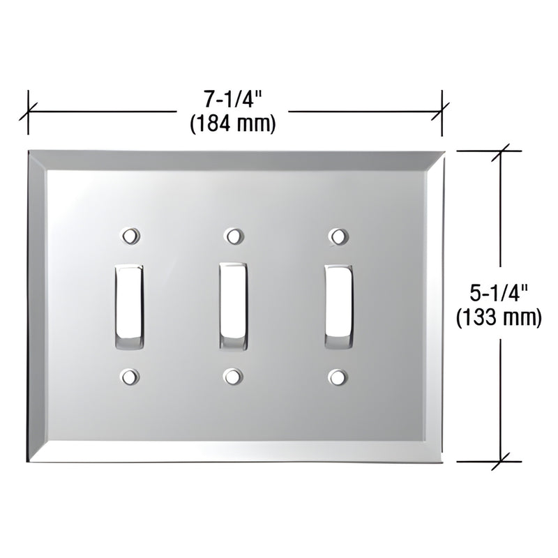 GMP9C clear beveled glass triple-toggle mirror plate, 7-1/4 x 5-1/4 in (184 x 133 mm)