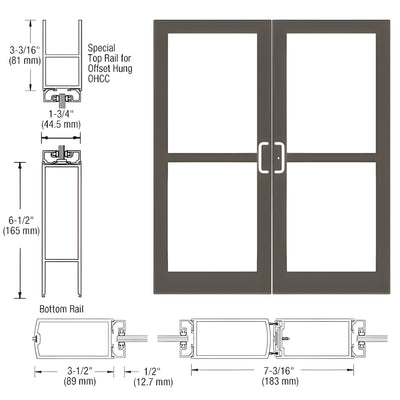 CRL-U.S. Aluminum S400 Bronze/Black Center Pivot Entry Doors - Panic