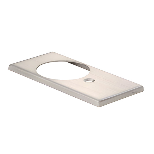 Brushed stainless steel floor pivot cover plate, 7/8" spindle opening, countersunk hole - SKU 1NT402CBS