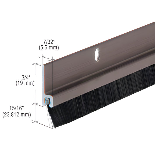 36 in dark bronze extruded aluminum door sweep with nylon brush bristles, perimeter weatherstrip (SKU 1480PD36)