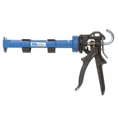 CRL WG410042T 26:1 Ascot caulk gun, blue strap-frame barrel with black contoured handle.