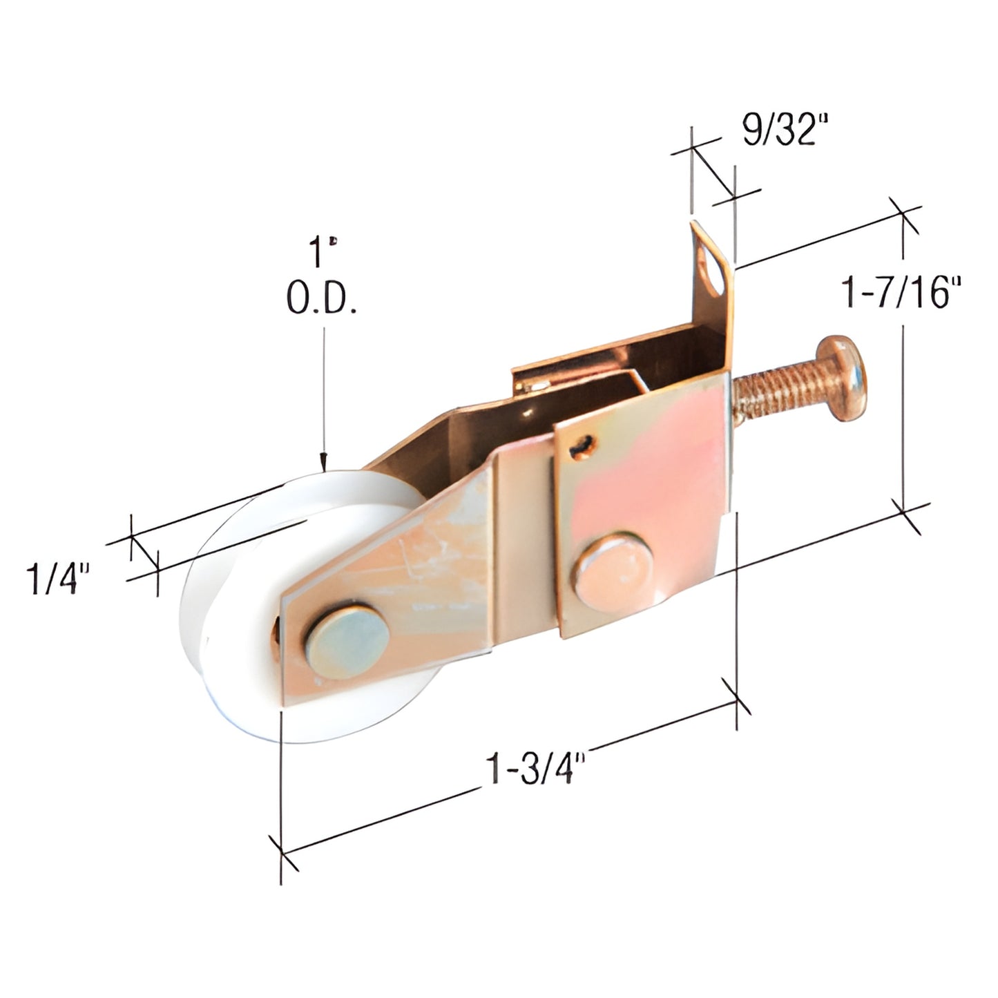 CRL B777N adjustable steel-housing nylon concave roller assembly for Moss sliding screen doors, 2-pack.