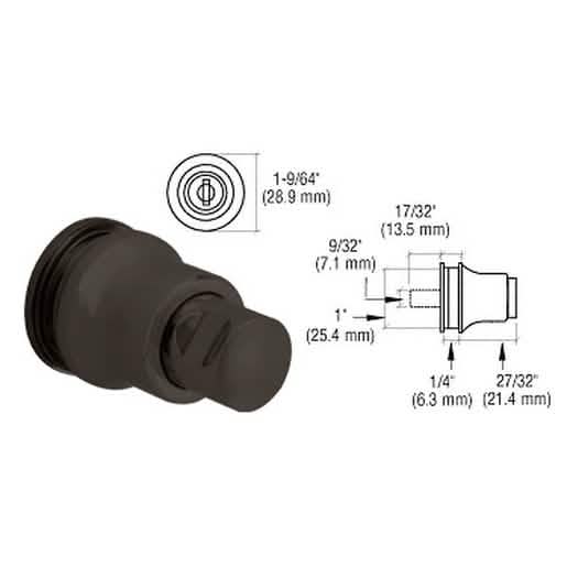 CRL Dark Bronze Push Button Lock for Secure Cabinet Glass Doors - Stylish & Durable