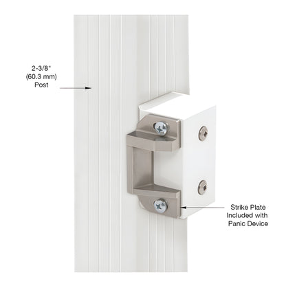 CRL surface-mounted strike plate block, Sky White, fits 2-3/8" post, non-handed - SKU 1295SPW