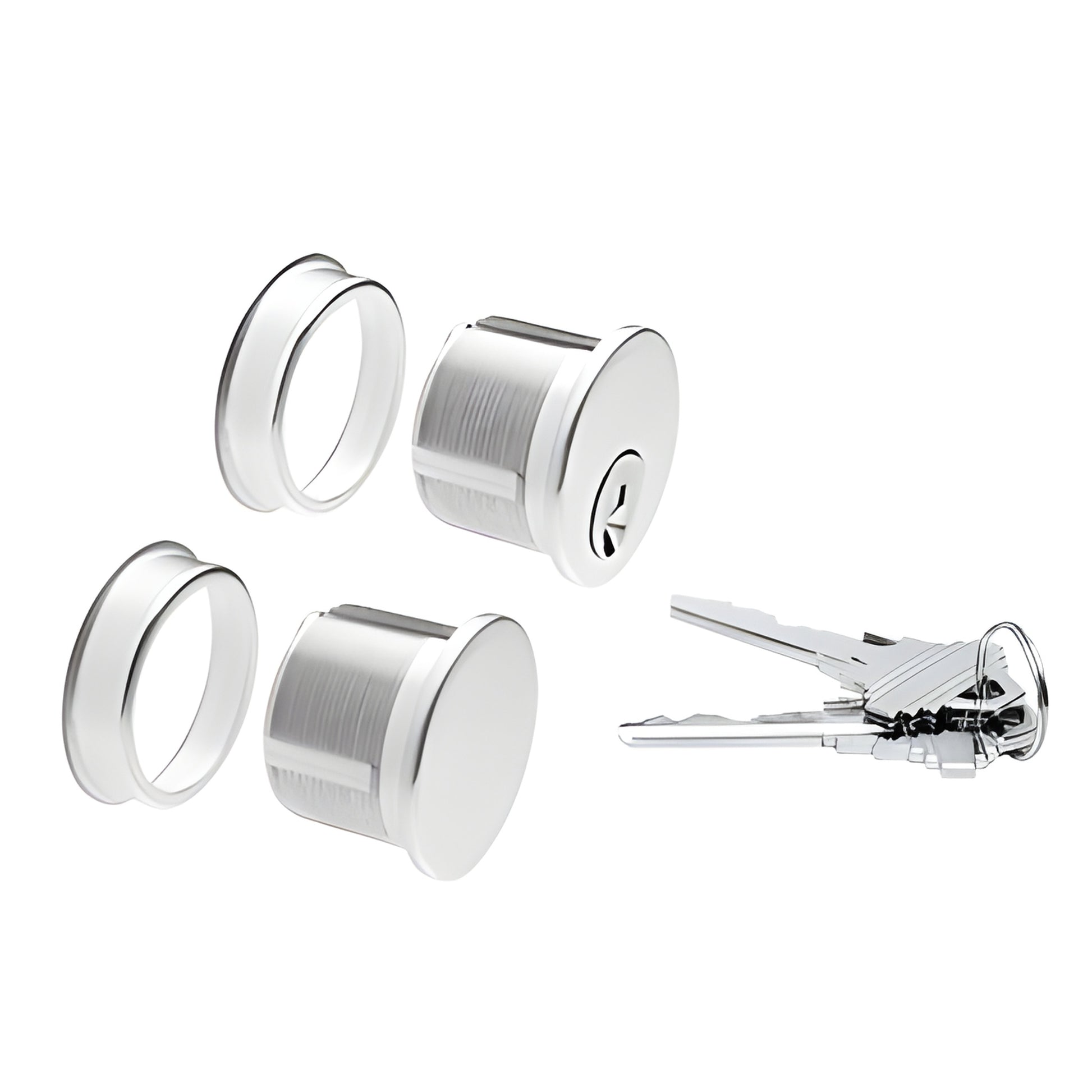 Satin anodized brass mortise cylinder set with keys and escutcheons, keyed alike (SKU DRA1030SA)