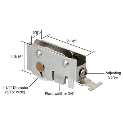 CRL 1-1/4in Nylon Sliding Glass Door Replacement Roller, 5/8in Housing