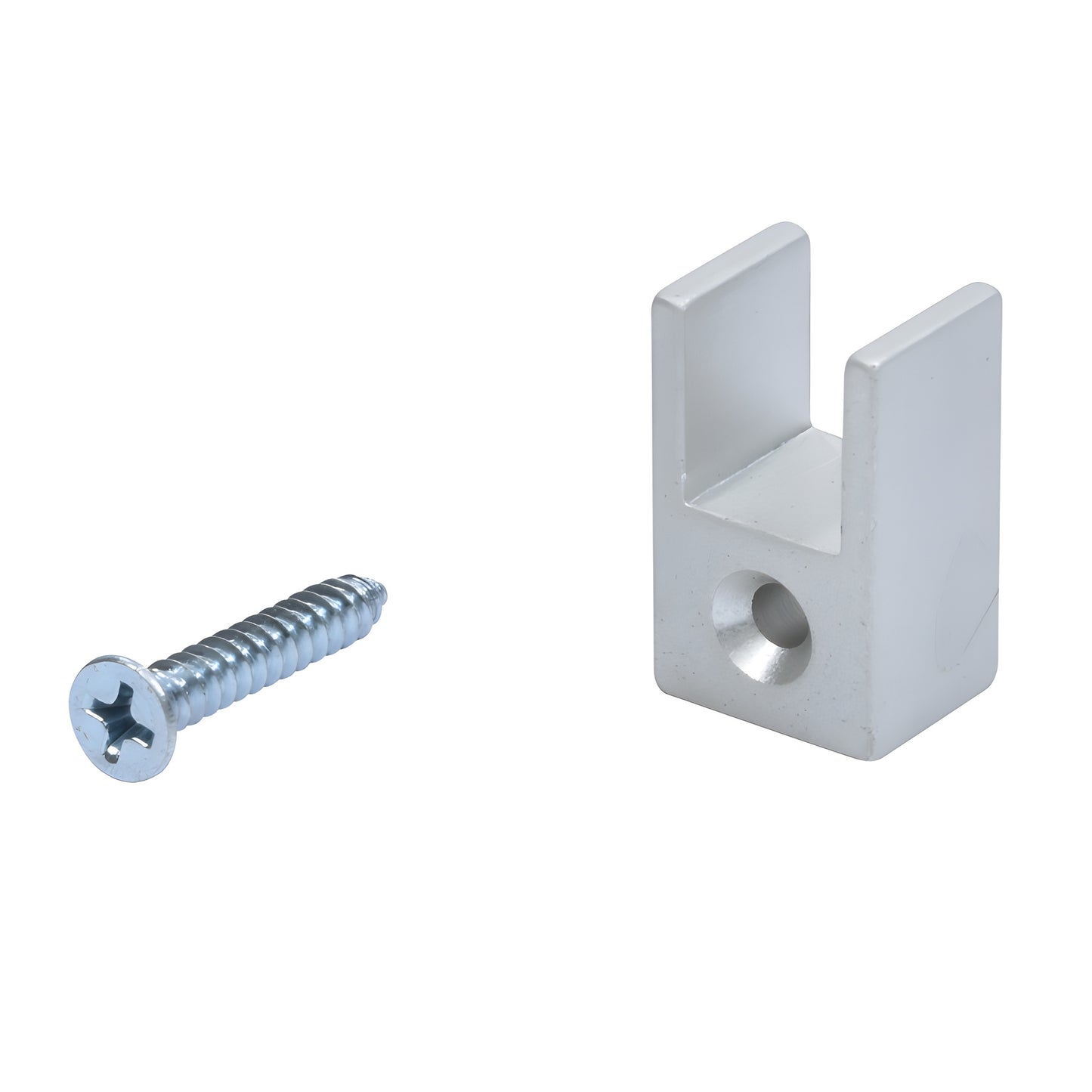 CRL Post Saddle D697A, satin anodized aluminum glass partition support with mounting screw