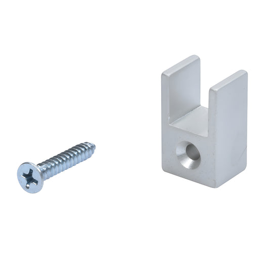 CRL Post Saddle D697A, satin anodized aluminum glass partition support with mounting screw