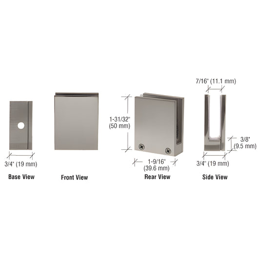 EH13 brushed nickel brass face plate clamp for 1/4-3/8in (6-10mm) glass, removable faceplate, 50 39.6 19mm