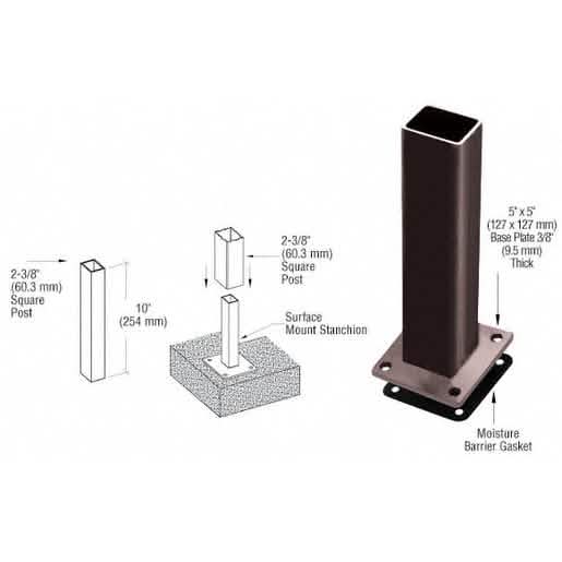 CRL Matte Bronze ARS Surface Mount Stanchion - Durable, Stylish, Easy Installation