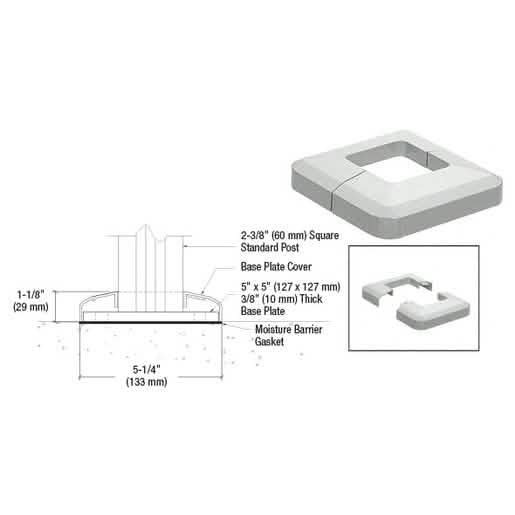 CRL Metallic Silver Base Plate Cover - Sleek, Durable Finish for Glass Railing Systems