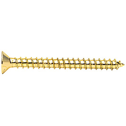 Polished brass Phillips flat-head 2 in (51 mm) M10 screw - SKU P102BR