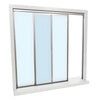 Florence transaction window, satin anodized 36x48 clerkside unit with two clear tempered glass panels, one sliding (OX)