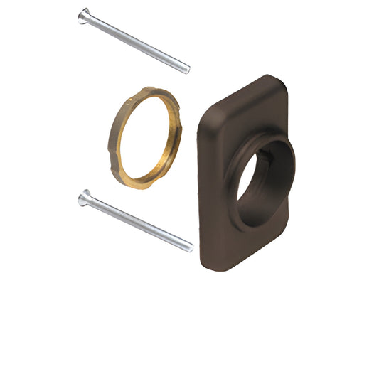 DL913DU dark bronze mortise cylinder mounting pad with brass locking ring and two mounting screws.