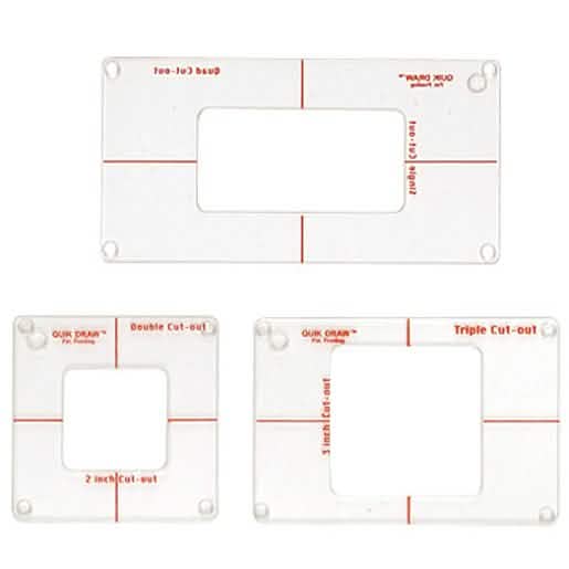 Crisp image of CRL Quik-Draw Mirror Outlet Cut-Out Template Set for precise mirror cuts.