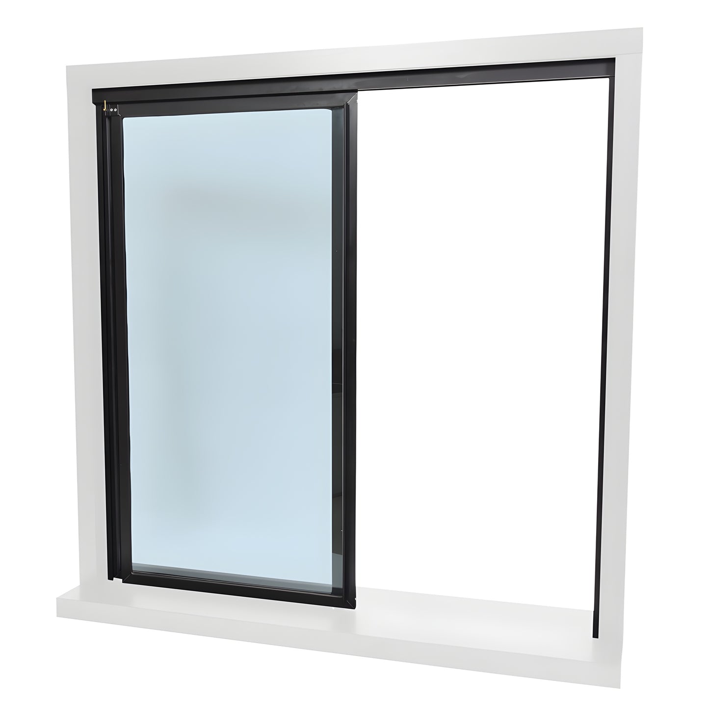 36x48 sliding transaction window (SKU D1041DUXX3648) two 1/4" clear tempered glass panels, duranodic bronze frame