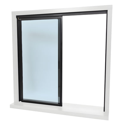 36x48 sliding transaction window (SKU D1041DUXX3648) two 1/4" clear tempered glass panels, duranodic bronze frame