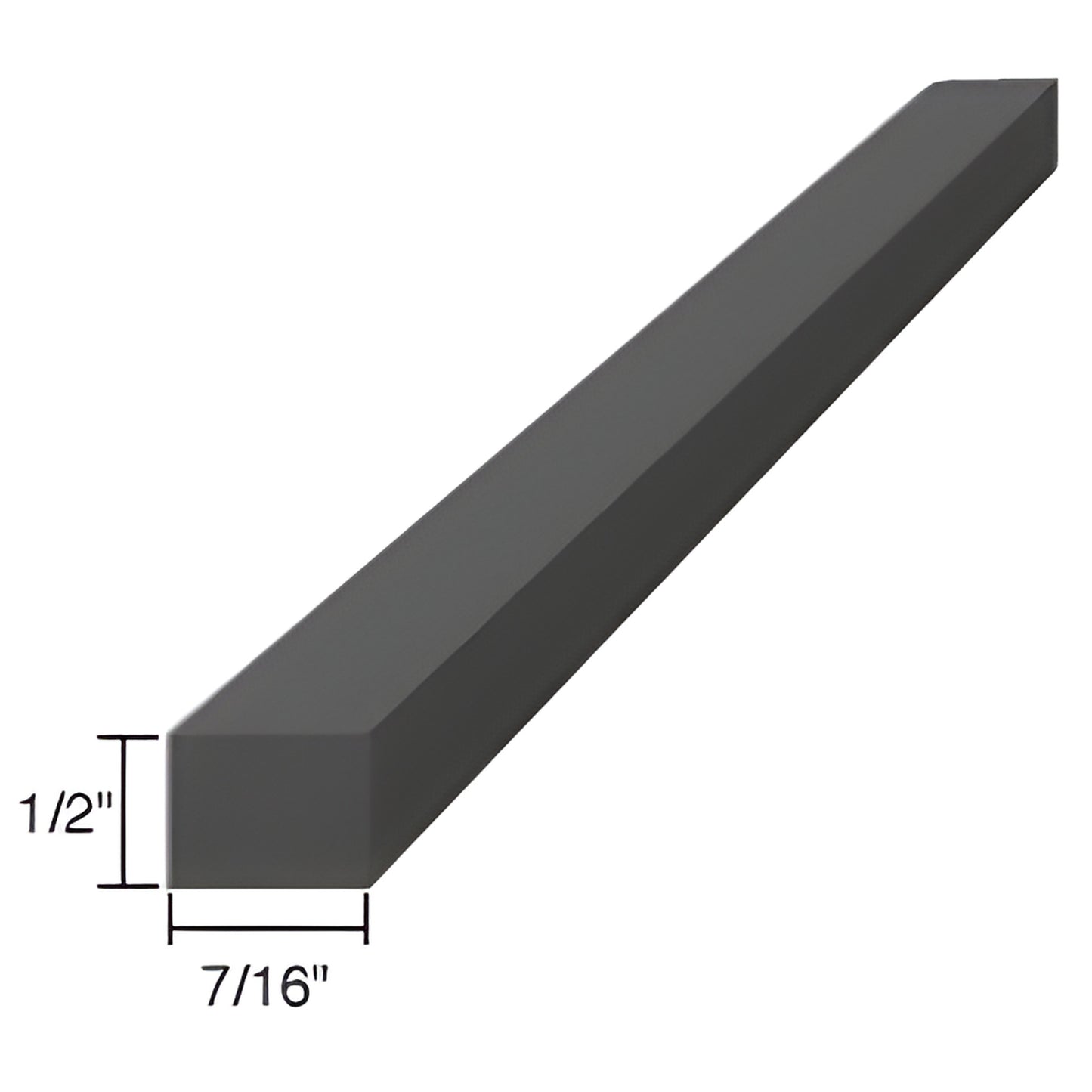 Black EPDM rubber setting block SBEP7 - 4 in long, 1/2 in thick x 7/16 in wide rectangular glazing support.