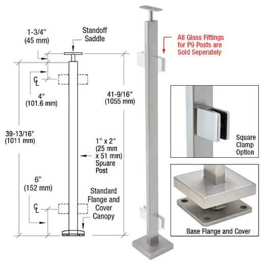 CRL Brushed Stainless 42" P9 Series 180° Center Post Railing Kit - Sleek, Modern Design