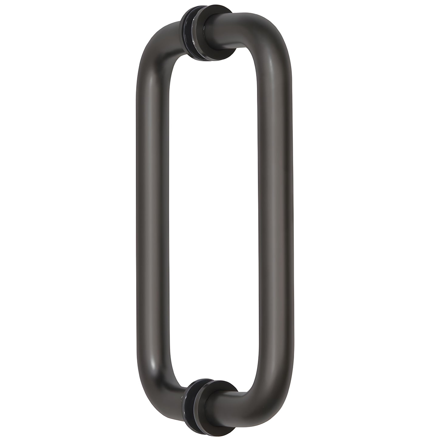 BM8X80RB oil-rubbed-bronze tubular back-to-back glass door pull handle, brass 3/4 in dia, 8 in C-C