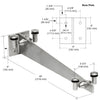 GAB48BS stainless steel wall-mount glass awning bracket with four swivel glass fittings for 14mm laminated glass.