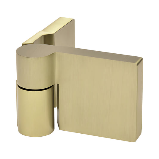 Brushed bronze Lugano frameless shower hinge, right-hand brass, concealed square profile, SKU LUG044LBBRZ