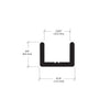 SDCR38BA bright anodized aluminum U-channel for 3/8" (10mm) glass, low-profile, 95 in.