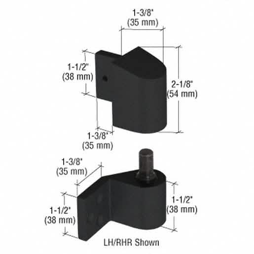 CRL Black 3/4" Offset Left Hand Intermediate Pivot Set for Smooth Door Operation