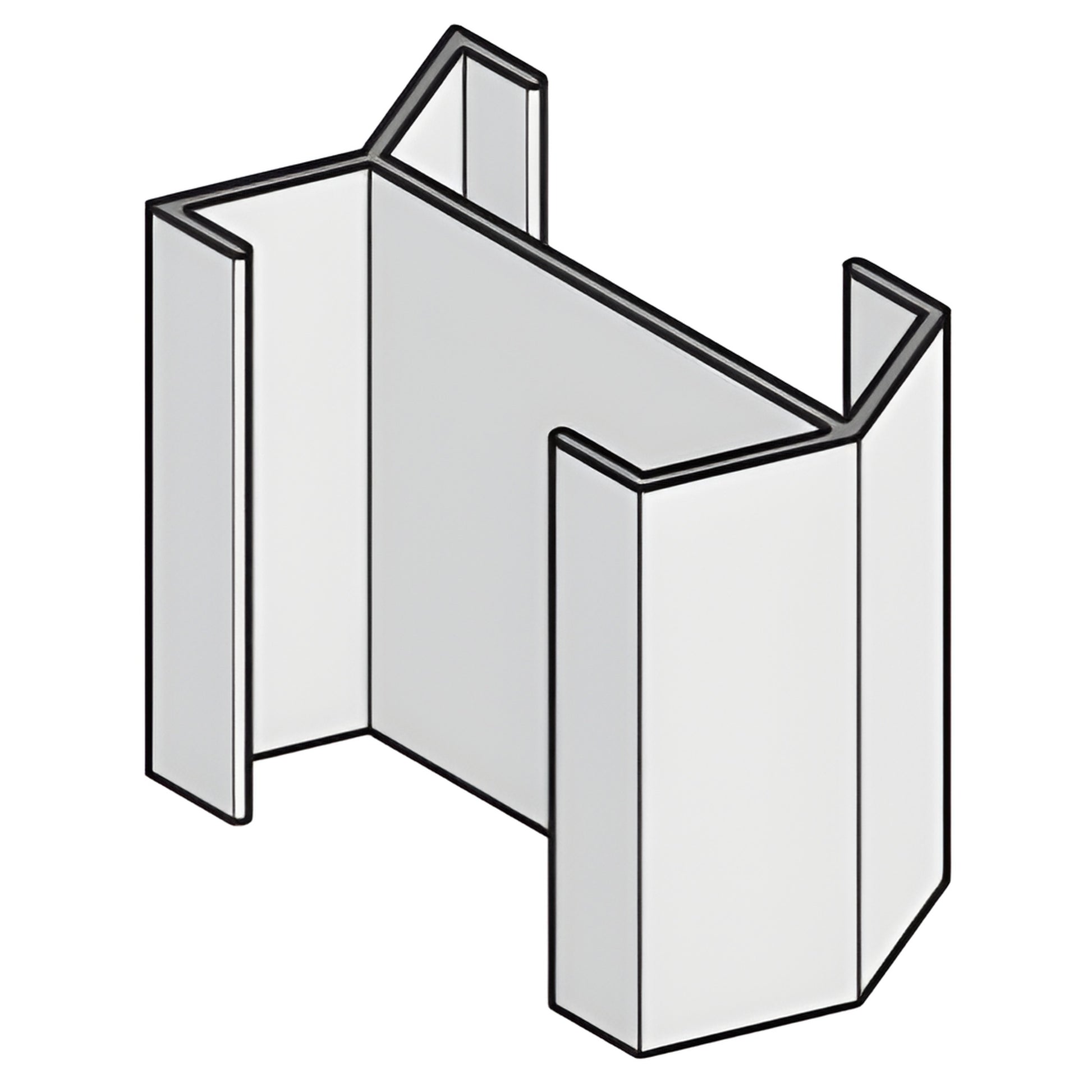 SL573 mill-finish extruded aluminum connector bracket for TW471 profile, isometric product illustration