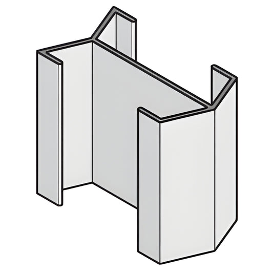 SL573 mill-finish extruded aluminum connector bracket for TW471 profile, isometric product illustration