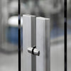 Latitude 34 double-sided flush mount brushed stainless glass door pull, 48 inch overall, SKU LAT34FLP48BS