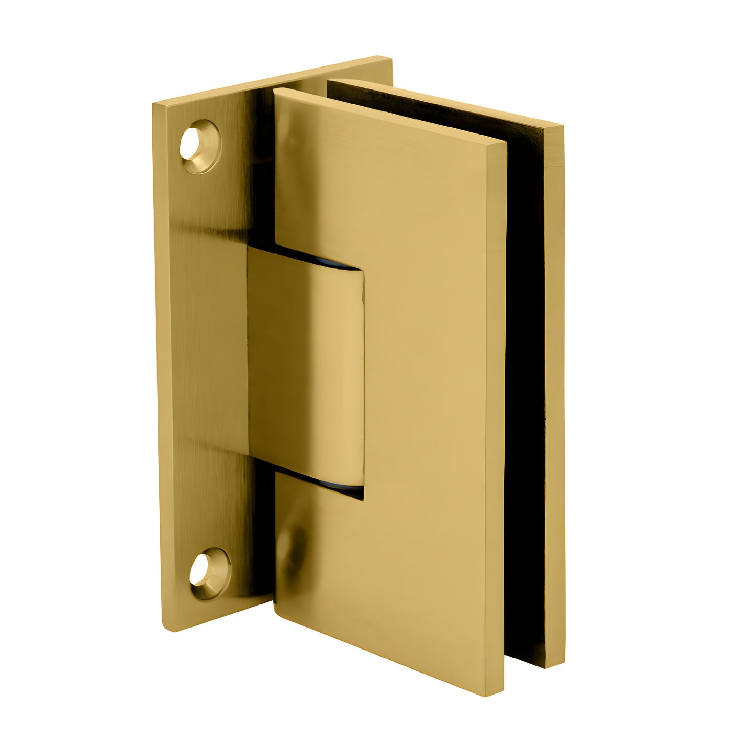 Satin brass Victoria frameless shower door hinge VCT037SB-solid brass wall-mount for 3/8-1/2" tempered glass.