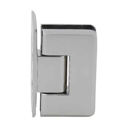 Polished nickel Cologne shower door hinge (brass) for 3/8-1/2" glass, offset wall-mount, SKU C0L044PN