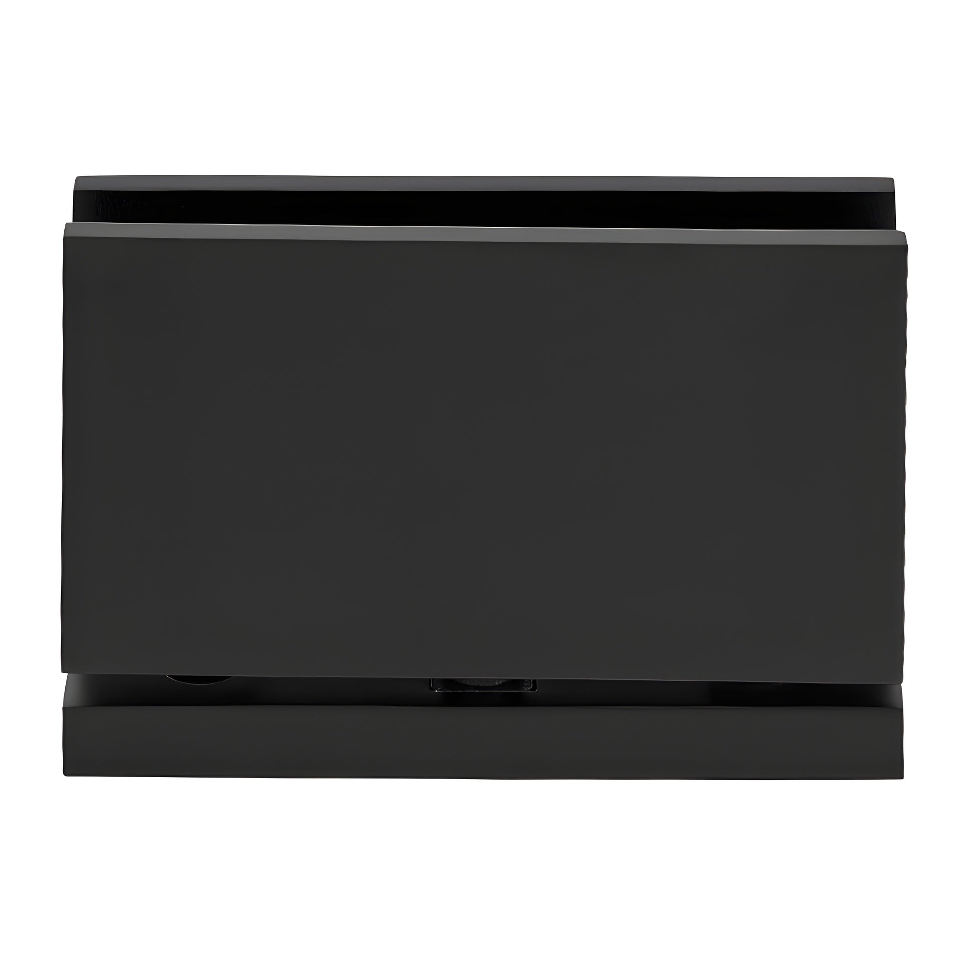 Matte black brass Senior Cardiff top-and-bottom pivot hinge for 1/2" (12mm) tempered glass shower door, SKU SRCAR01MBL