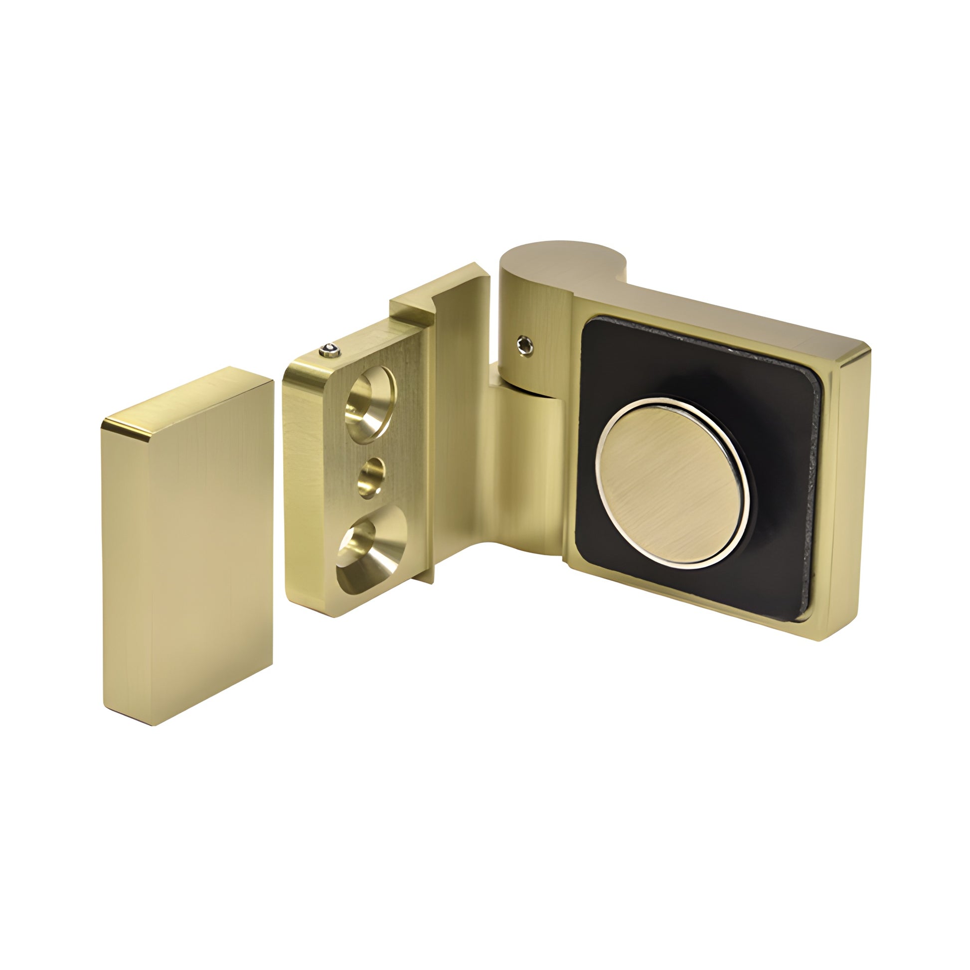 Brushed bronze Lugano offset glass hinge, square-profile brass hinge for frameless shower doors