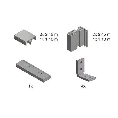 Fallbrook Matte Black Center Pivot Door Hardware Kit for Wall Jambs