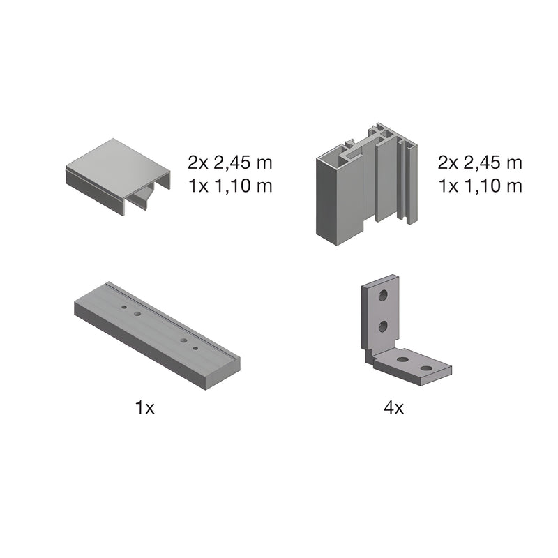 CRL Fallbrook center-pivot door frame kit FTW2GCPMBL, matte black wall-mount profiles and connectors for 8-12mm glass