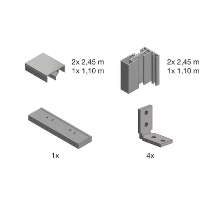 CRL Fallbrook center-pivot door frame set (FTW2GCPSA), satin anodized wall-mount kit for 8-12 mm glass