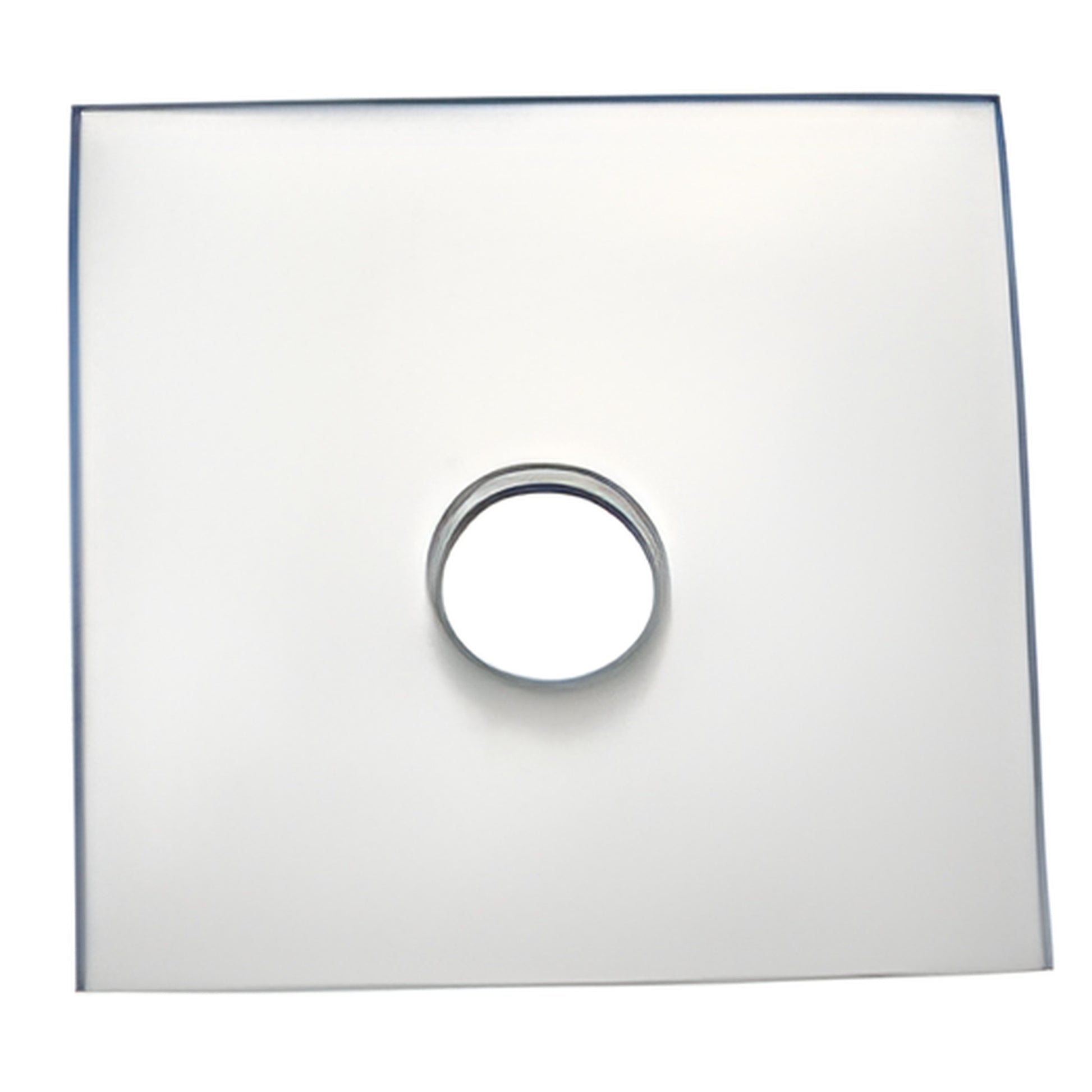 Clear beveled square glass panel with centered circular hole for BCU4 clamp gasket - SKU BCU4G.