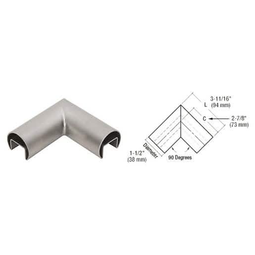CRL 316 Brushed Stainless Steel 90° Cap Rail Corner for Sleek Handrail Design