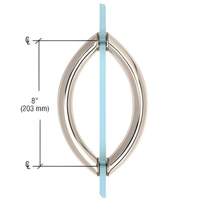 CRL 8 in Polished Nickel Crescent Back-to-Back Glass Door Pulls