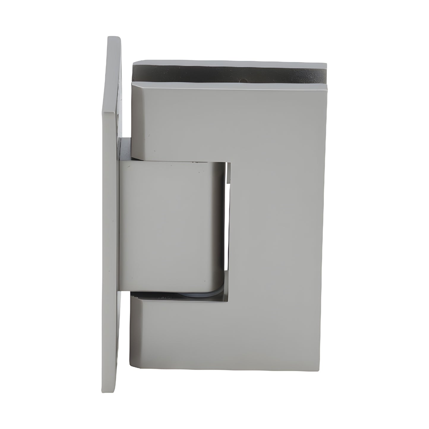 Satin nickel Geneva self-centering shower door hinge, full back plate for 8-12mm glass (GEN037SN)