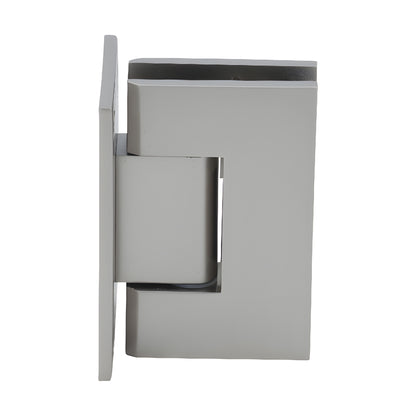 Satin nickel Geneva self-centering shower door hinge, full back plate for 8-12mm glass (GEN037SN)