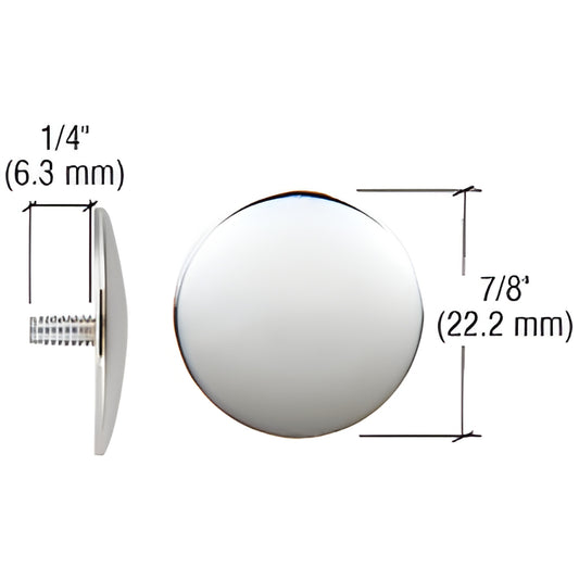 Chrome threaded shank rosette, low-profile 7/8" diameter, 1/4" thick (SKU 683336R)